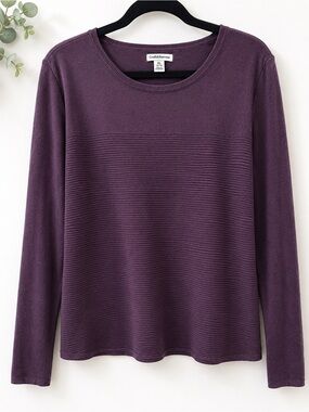 Croft & Barrow Purple Ribbed Crewneck Long-Sleeve Top